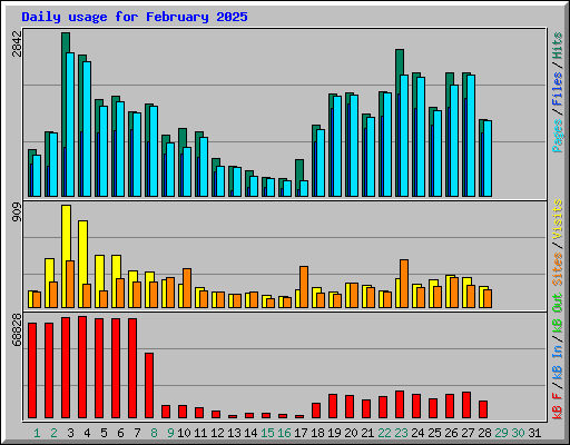 Daily usage for February 2025
